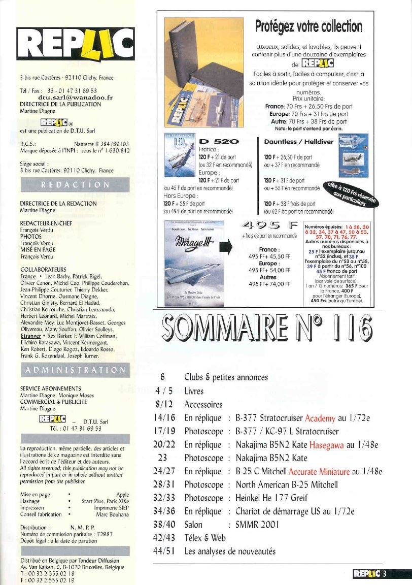 Replic 116 - B5N2 Kate, B-377 Stratocruiser, B-25 Mitchell